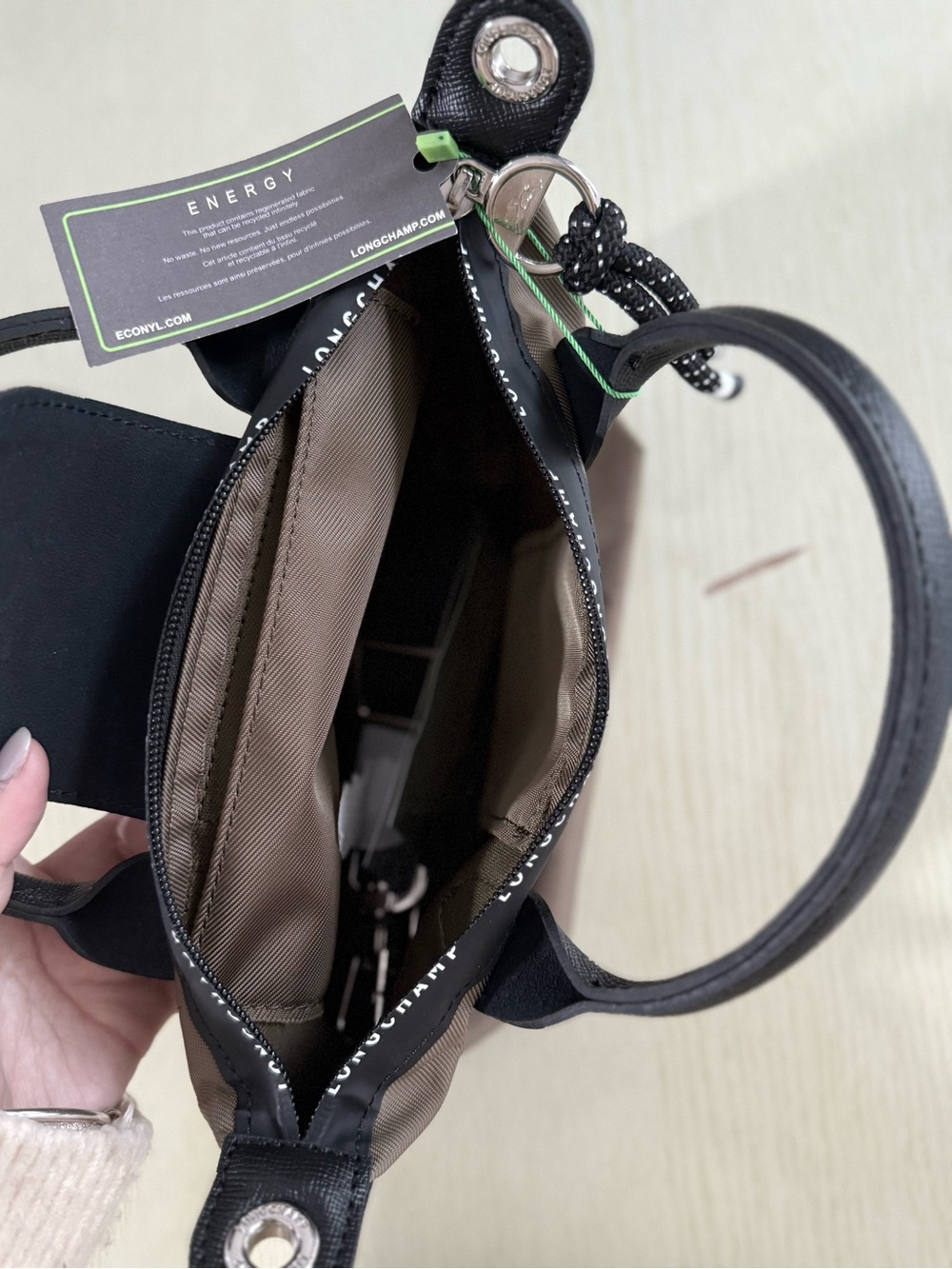 Longchamp Mini Tote in Brown with Black Trim - Picture 4 of 6